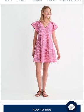 Vineyard Vines Pink and White Tiered Dress